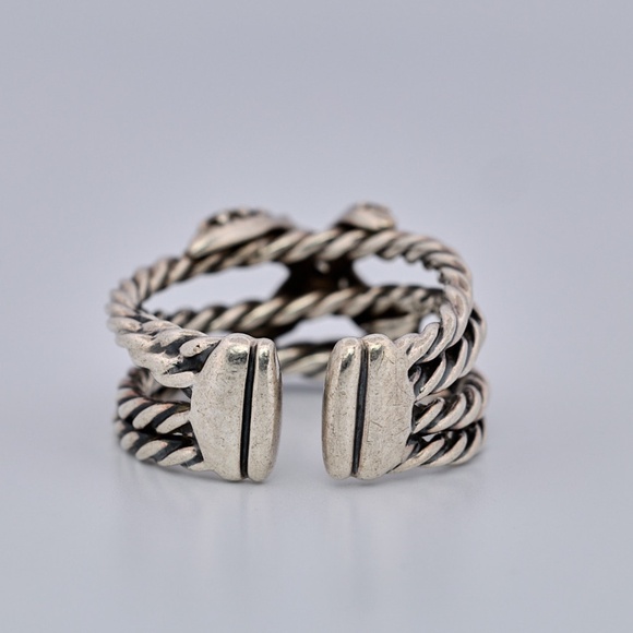 David Yurman Diamond Crossover Cable Ring Sterling Silver - Picture 5 of 10
